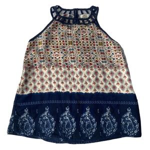 Monteau Tank Top Sz M Juniors Cage Neck Classic Print Summer Casual Fun Beach